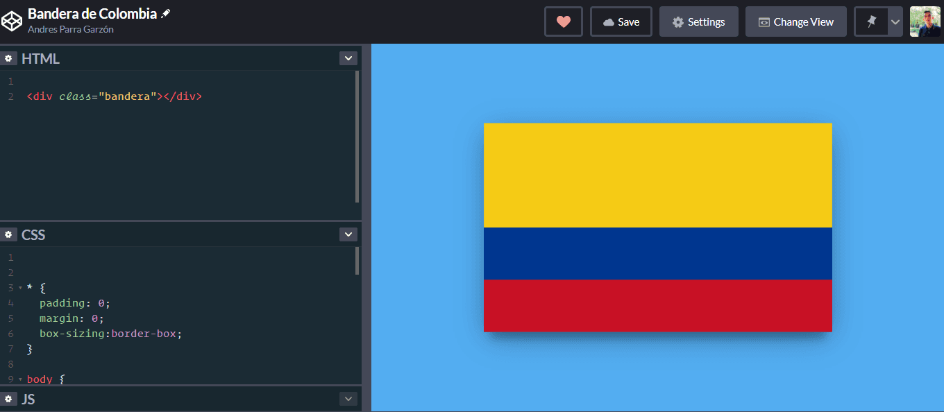 Como crear la bandera de Colombia con HTML y CSS - Muy fácil